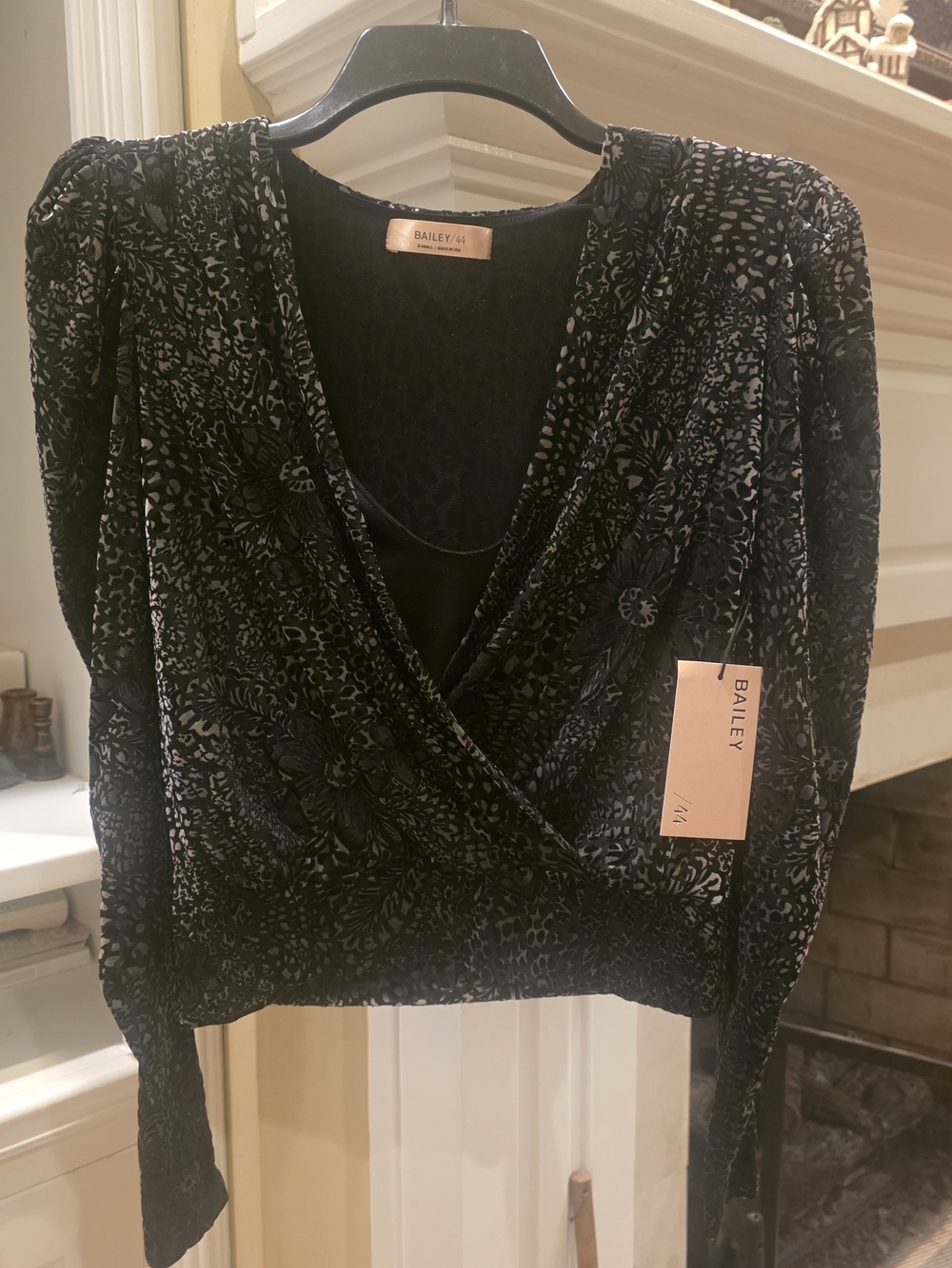 Bailey 44 Black Velvet Burnout Wrap Top